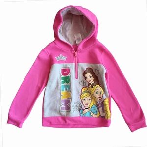 DISNEY Girls Hoodie Princess Trio Pink Lined Hood Sz 6
